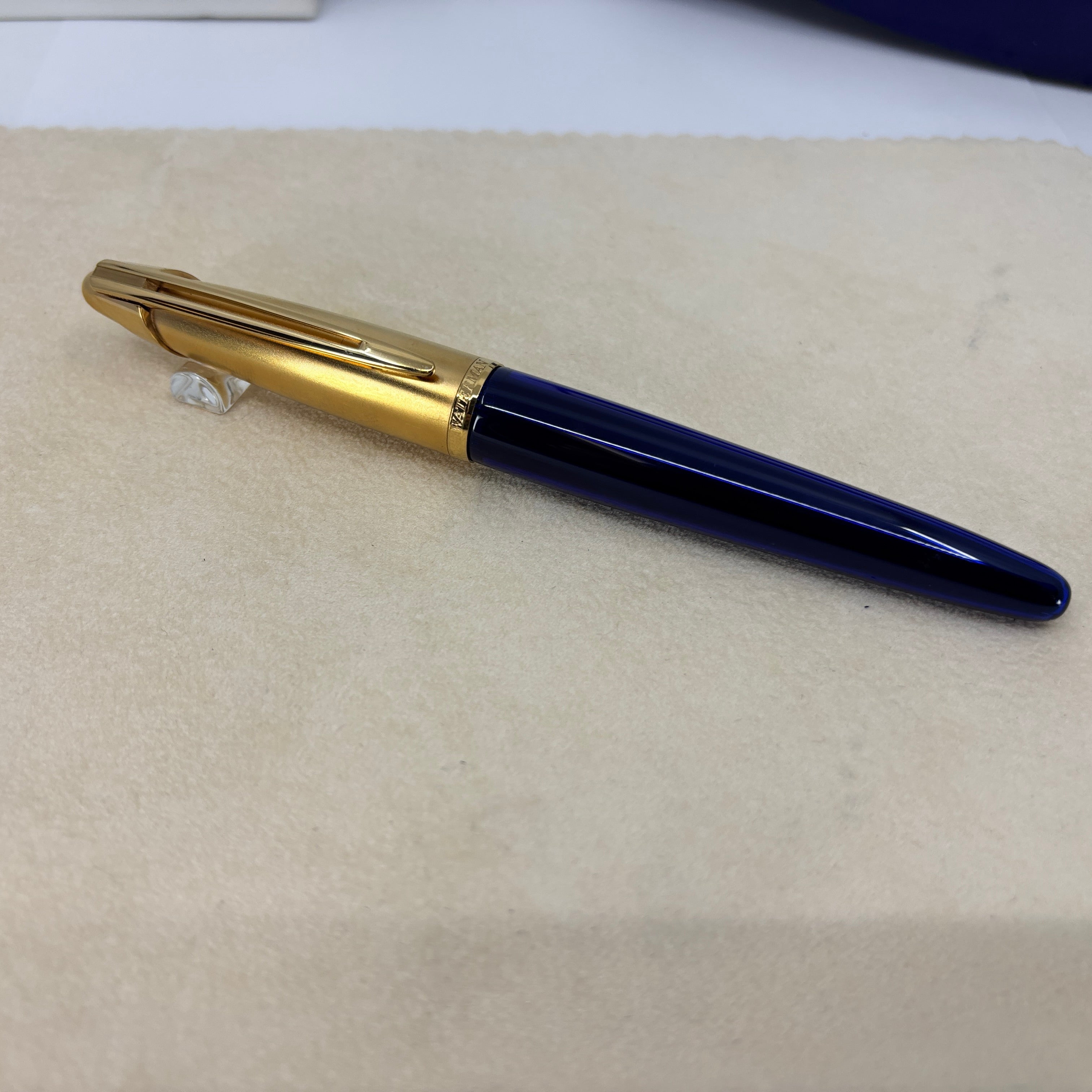 Waterman Edson Blue Fountain Pen - Medium 18kt Gold Nib – Fountain