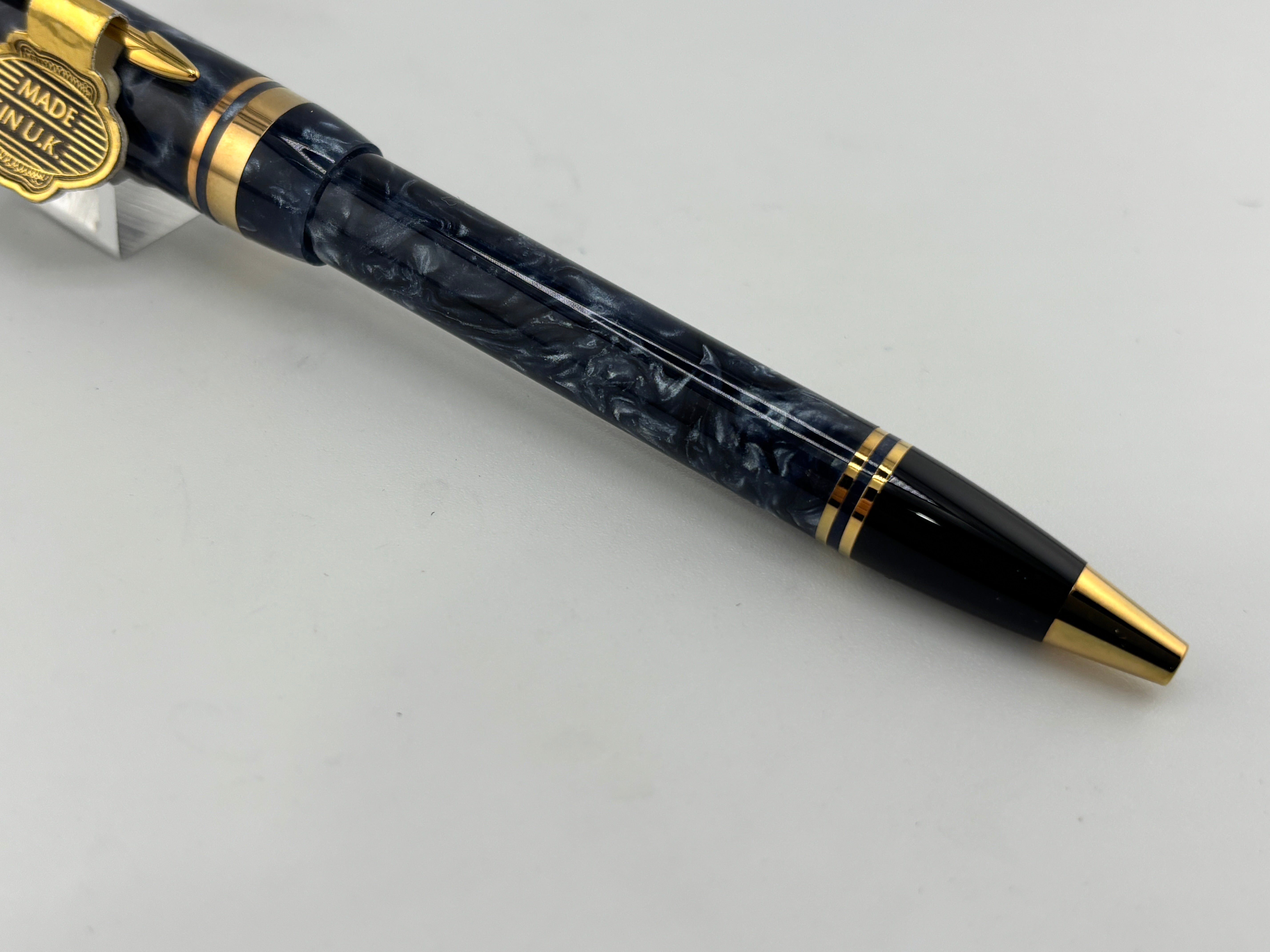 美品papier broken parker/ navy Parker Duofold Marbled Blue Cap Actuated Ballpoint Pen - The