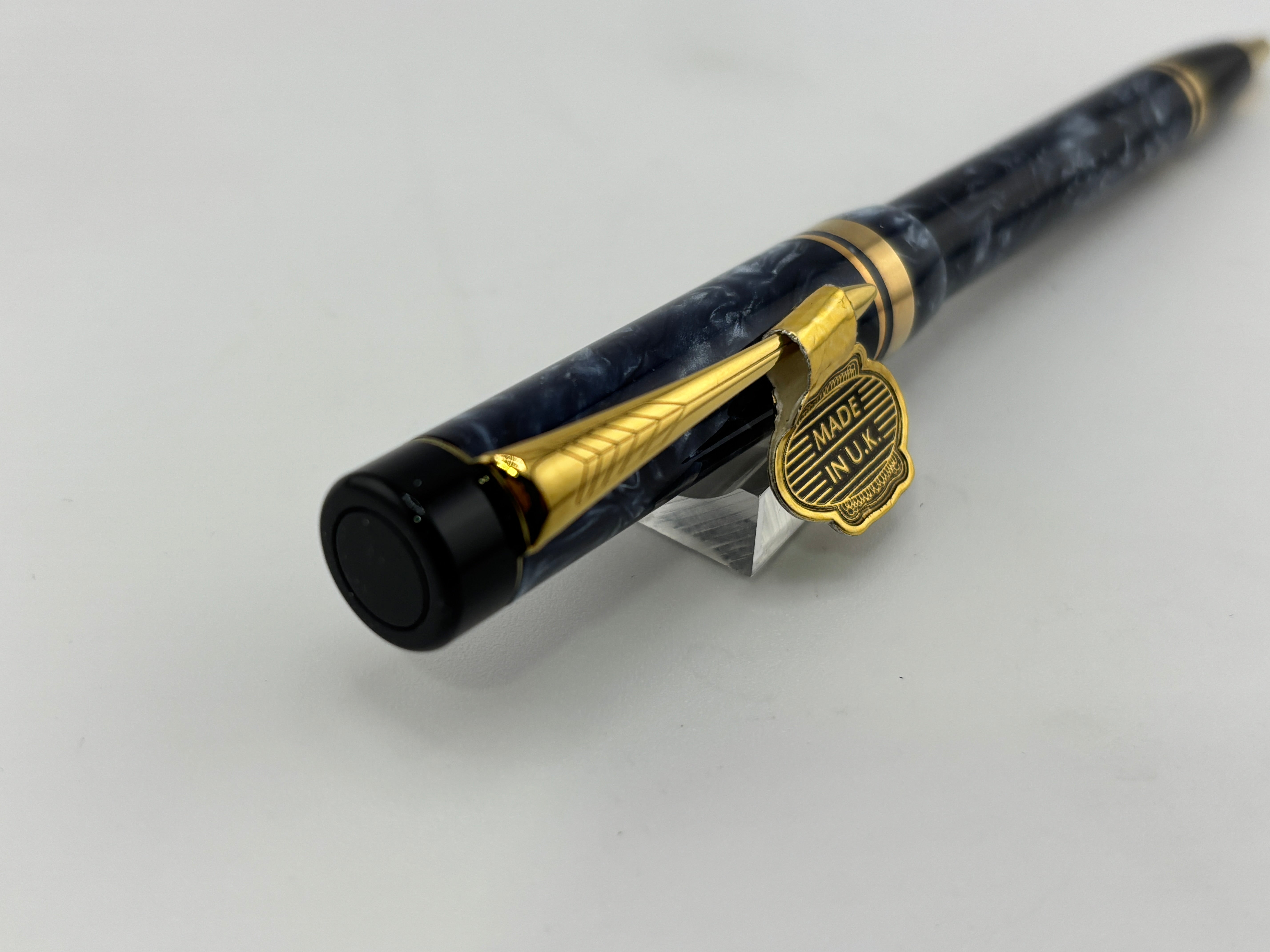 Parker Duofold Marbled Blue Cap Actuated Ballpoint Pen - The