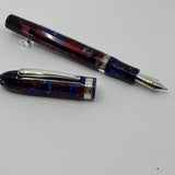 Conklin Nozac Word Gauge Demonstrator Blue and Red Celluloid (made by Visconti circa 2006) i-  Broad 18kt Gold Nib