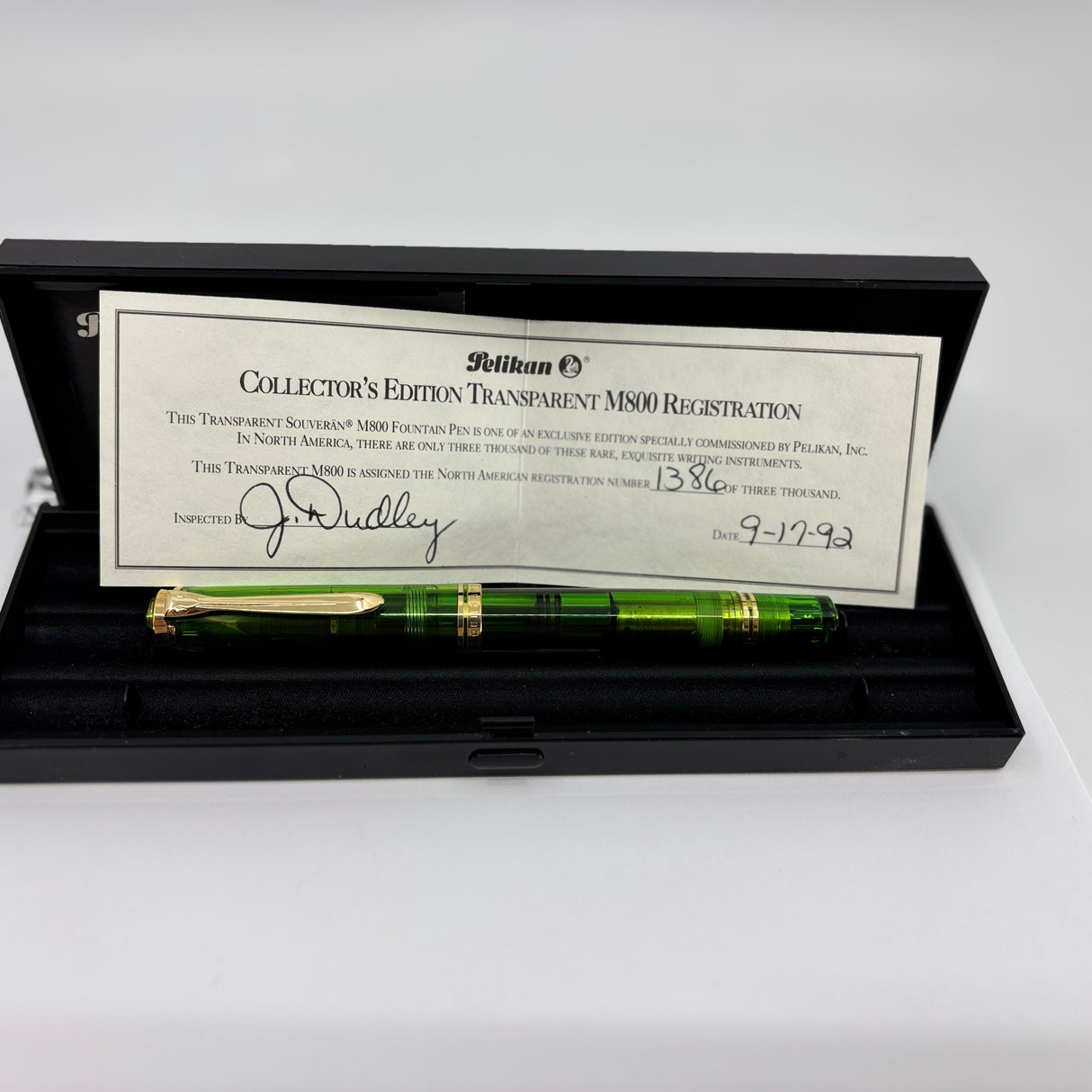 Pelikan M800 Green  Transparent Edition, Original Version Fountain Pen - Circa 1992 - Fine 18kt Gold Nib