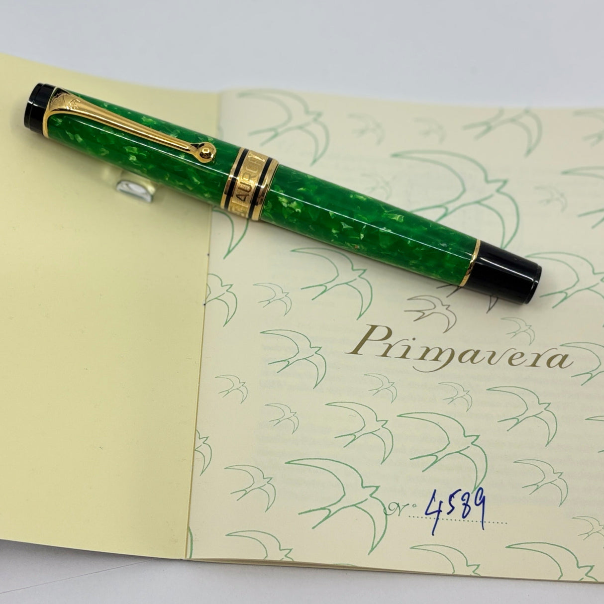 Aurora Verde e Oro Primavera  Fountain Pen Limited Edition -  Broad 18kt Gold Nib