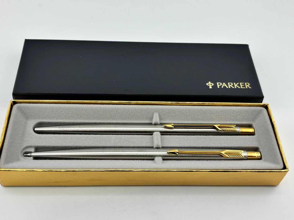 Parker Set Brushed Chrome circa 1990's Ball Pen and Pencil boxed