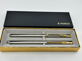 Parker Set Brushed Chrome circa 1990's Ball Pen and Pencil boxed