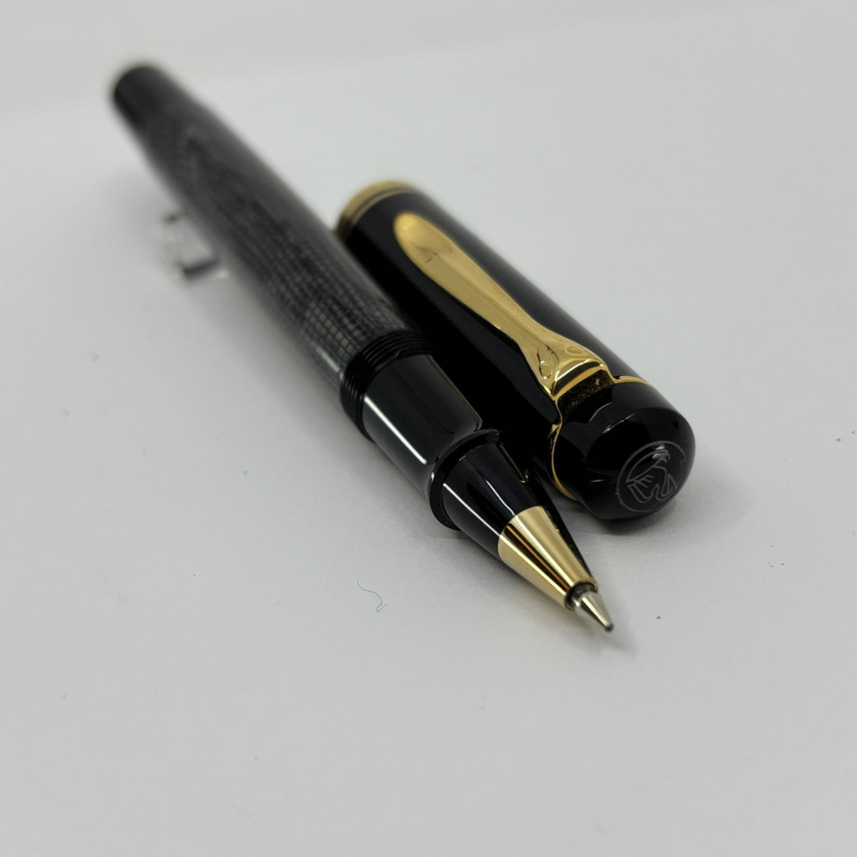 Pelikan Rare & Unusual R250 Rollerball - Resin Barrel In Gray Lizard Design - Gold Plated Trim
