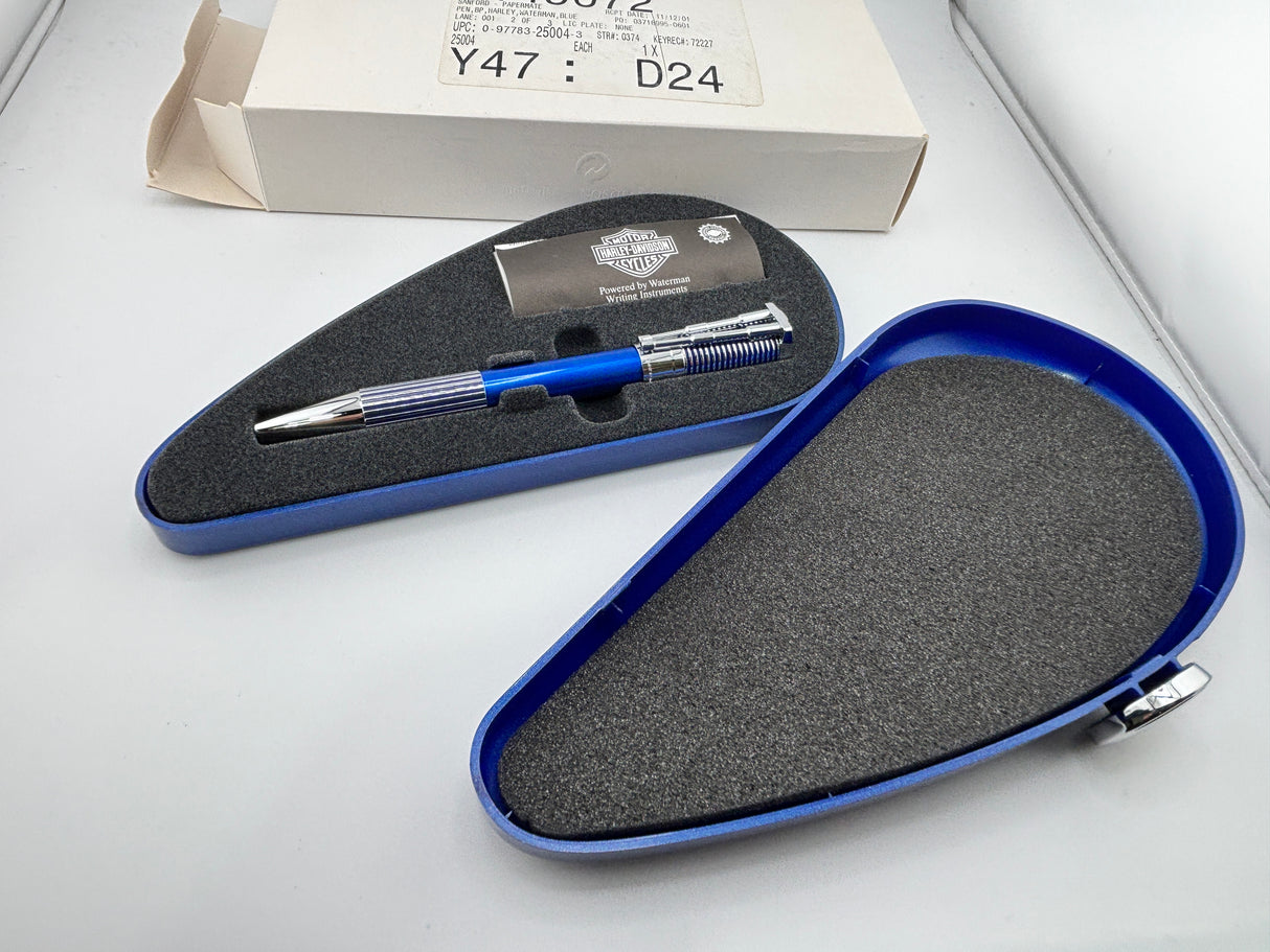 Waterman Harley Davidson Blue cylinder with blue tank box  -  Ball Pen