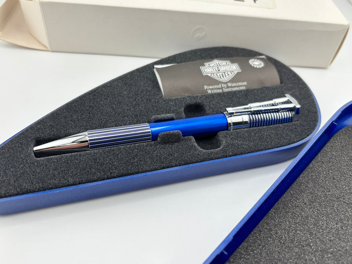 Waterman Harley Davidson Blue cylinder with blue tank box  -  Ball Pen