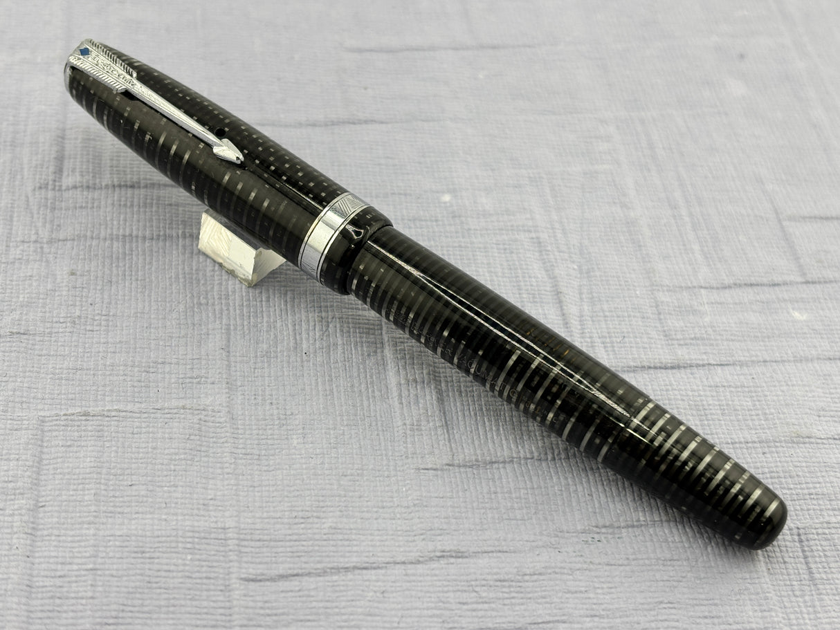 Parker Vacumatic Standard Grey Silver trim Blue Arrow Diamond clip   - Fountain Pen