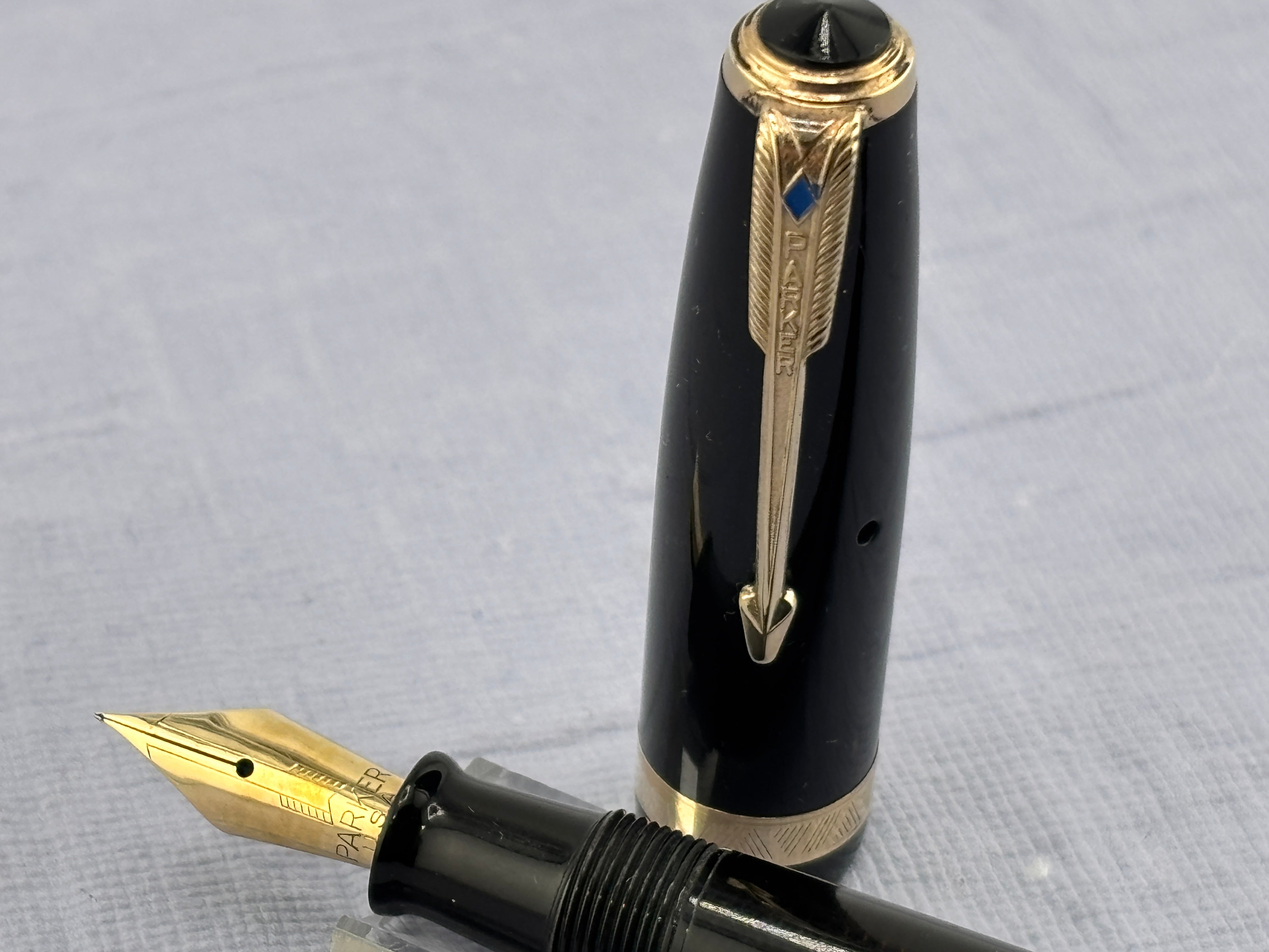 Parker Vacumatic Standard Black Diamond clip FLEX nib - Fountain