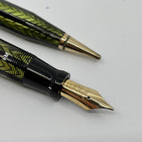 Conklin 5M Word Gauge Nozac SET Herringbone Green/Black Fountain Pen and Pencil - Circa 1935