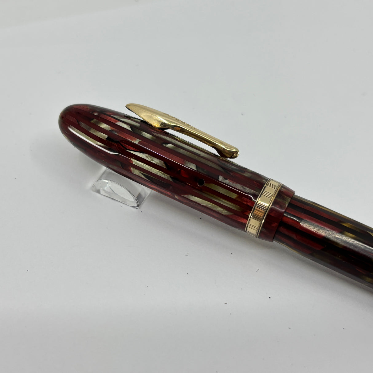 Conklin Nozac Line Red/Black/Gray Striped Fountain Pen - Circa 1934