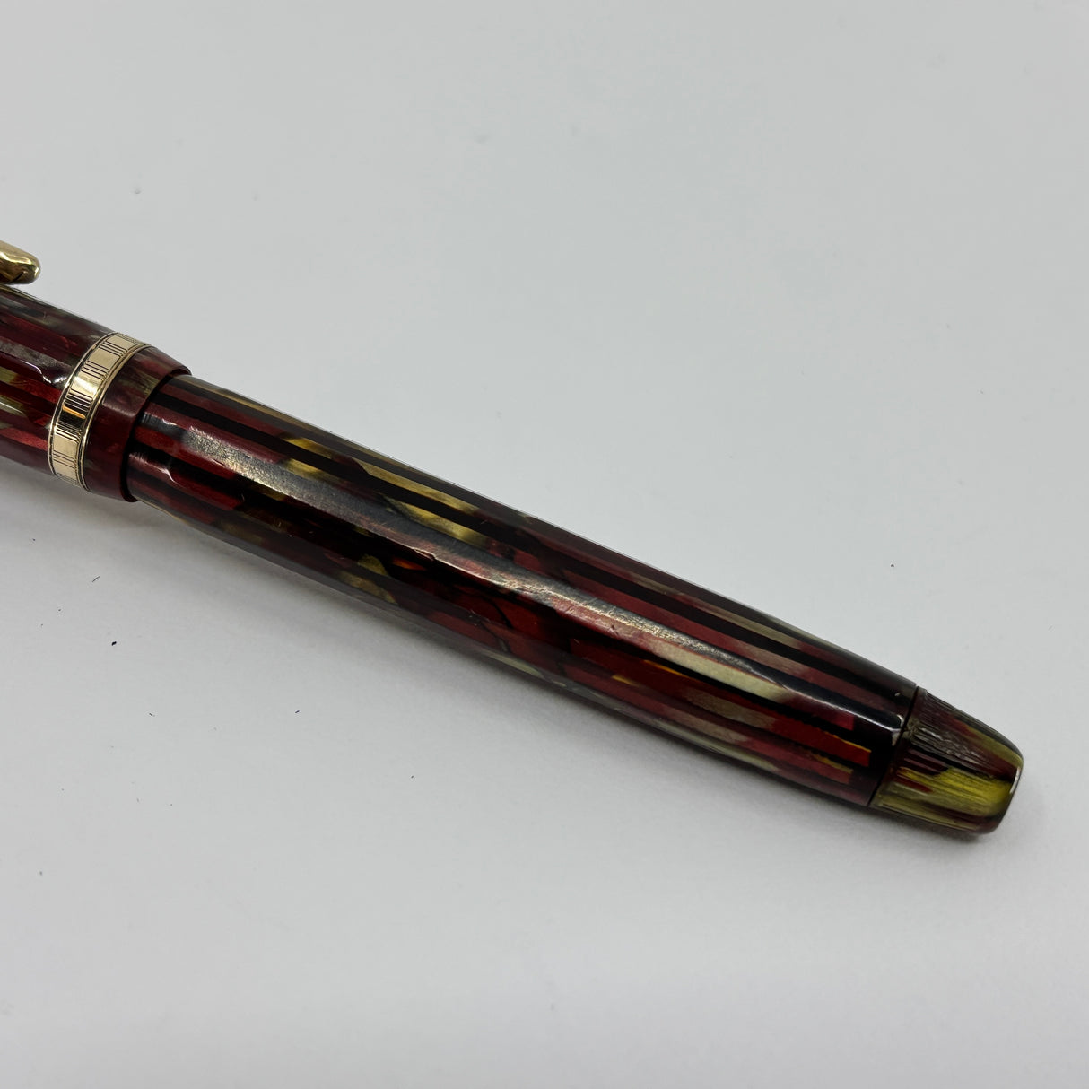 Conklin Nozac Line Red/Black/Gray Striped Fountain Pen - Circa 1934