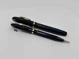 Conklin Largest Nozac SET Herringbone Blue/Black Fountain Pen and Pencil - Circa 1935