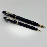 Conklin Largest Nozac SET Herringbone Blue/Black Fountain Pen and Pencil - Circa 1935