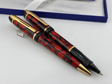 Waterman Phileas Set Red Marble - Roller Ball and Ball Pen