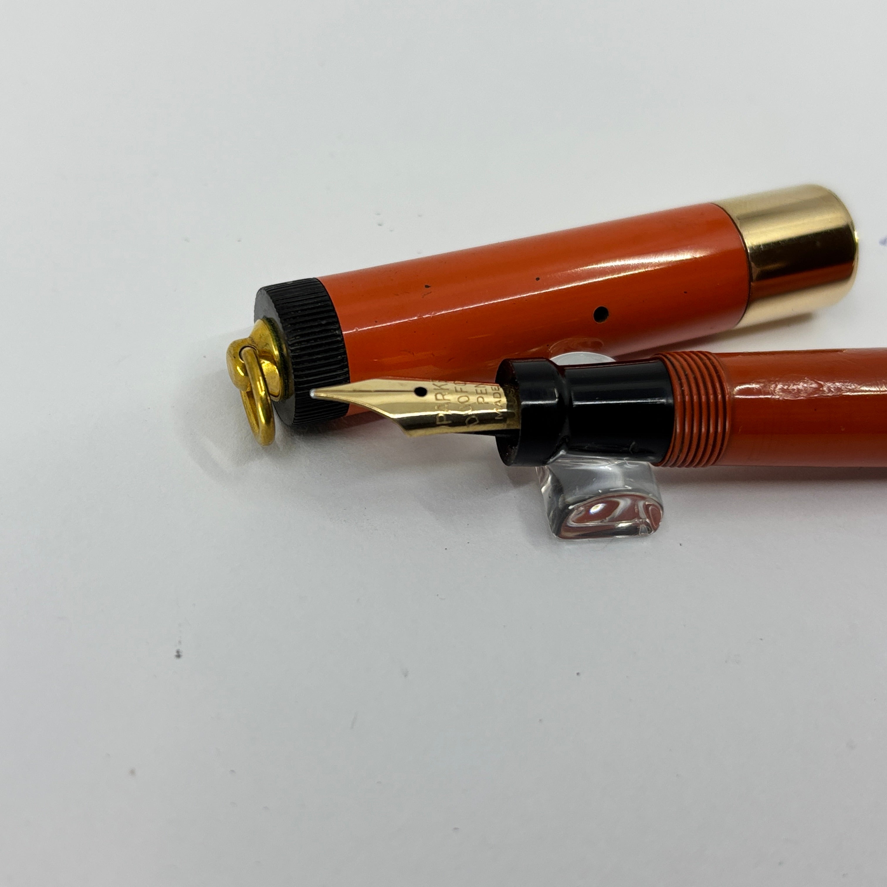 Parker Junior Duofold Orange Ebonite Deluxe wide band - circa 1925