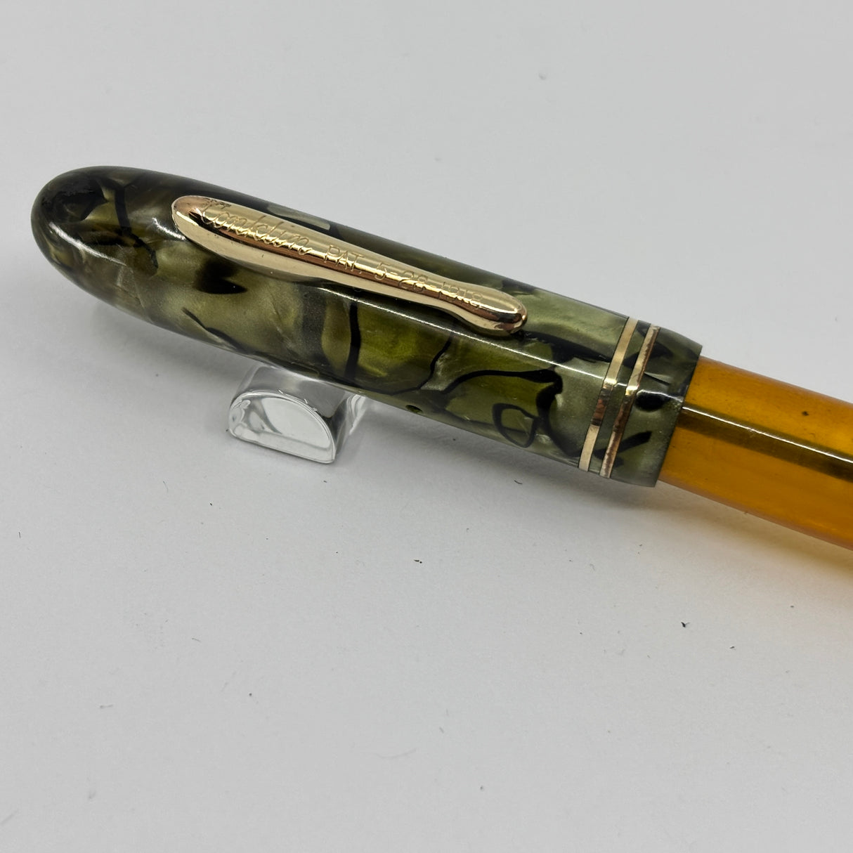 Conklin Nozac " Precursor Prototype " Green Marble Pat Pending engraved on barrel , Rare Pen !!