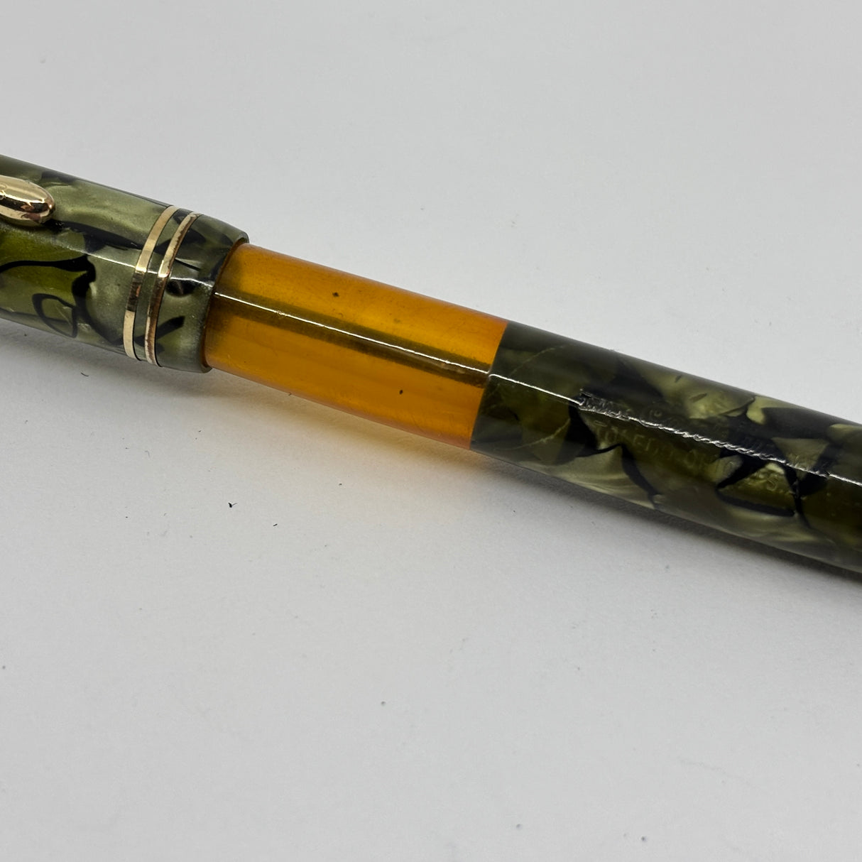 Conklin Nozac " Precursor Prototype " Green Marble Pat Pending engraved on barrel , Rare Pen !!