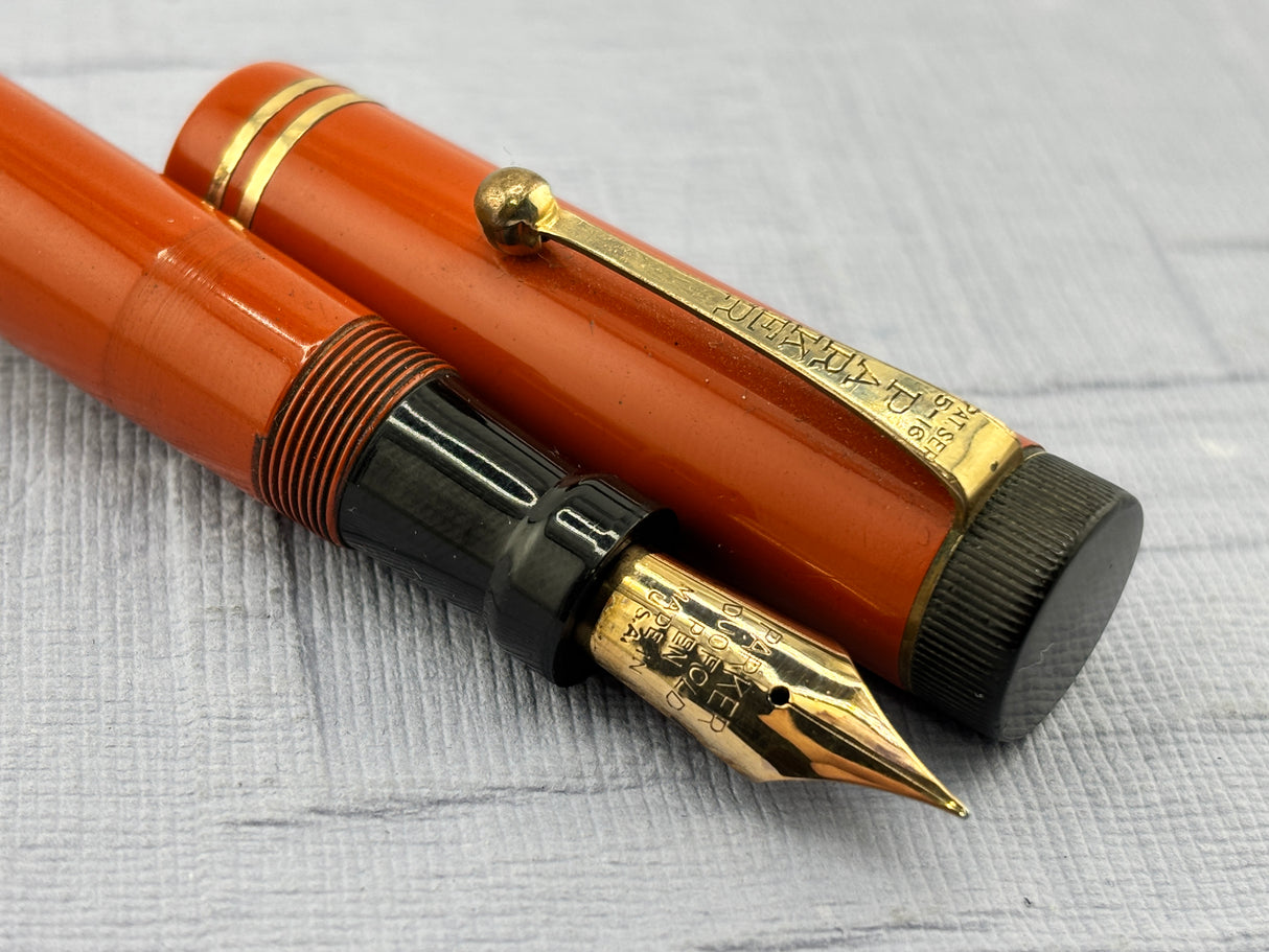 Parker Duofold Senior Orange " big brother " Good flexible nib !  - Fountain Pen