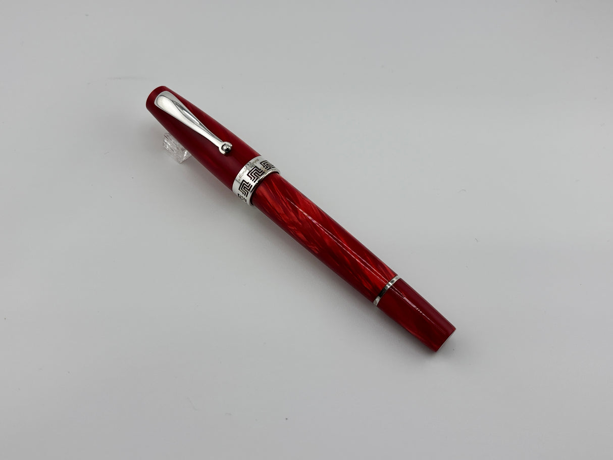 Montegrappa Historia Lustrous Red Marbled Celluloid Limited Edition Fountain Pen - Medium 18kt Gold  Nib