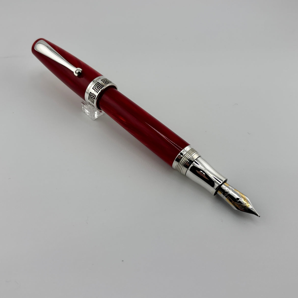 Montegrappa Historia Lustrous Red Marbled Celluloid Limited Edition Fountain Pen - Medium 18kt Gold  Nib