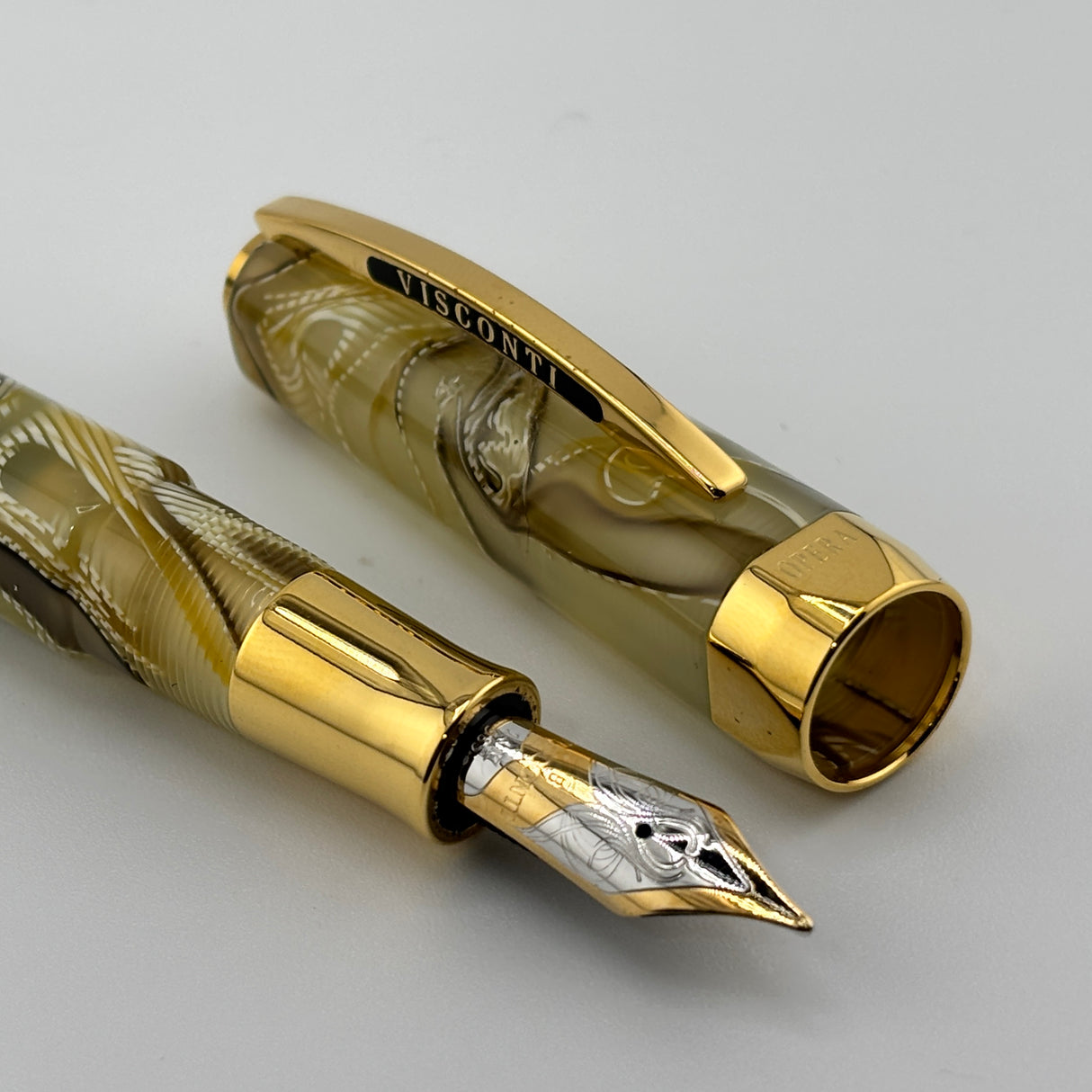 Visconti Honey Almond Opera Fountain Pen - Medium 14kt Gold Nib
