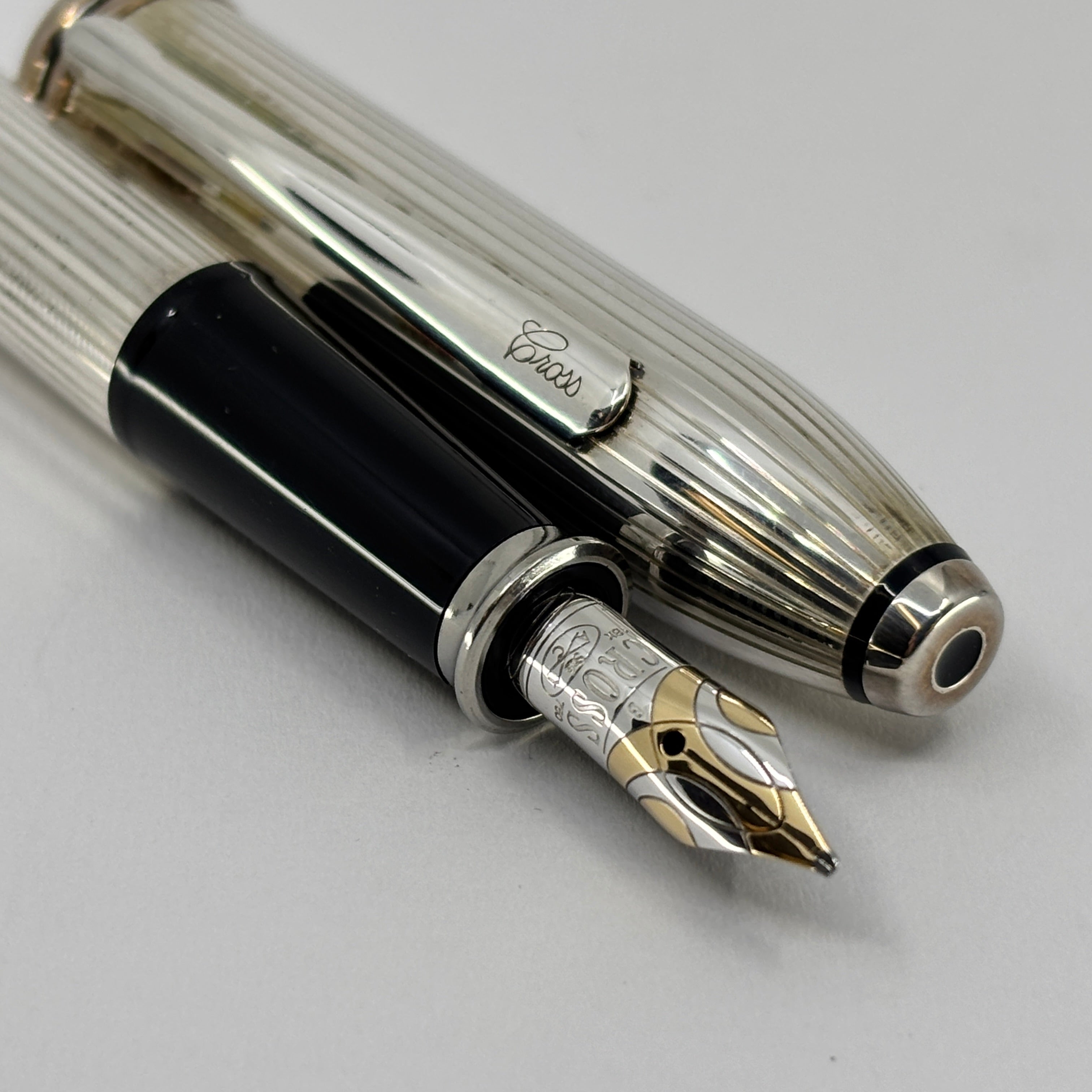 Cross Townsend Sterling Silver Fountain Pen - Made in USA - Broad