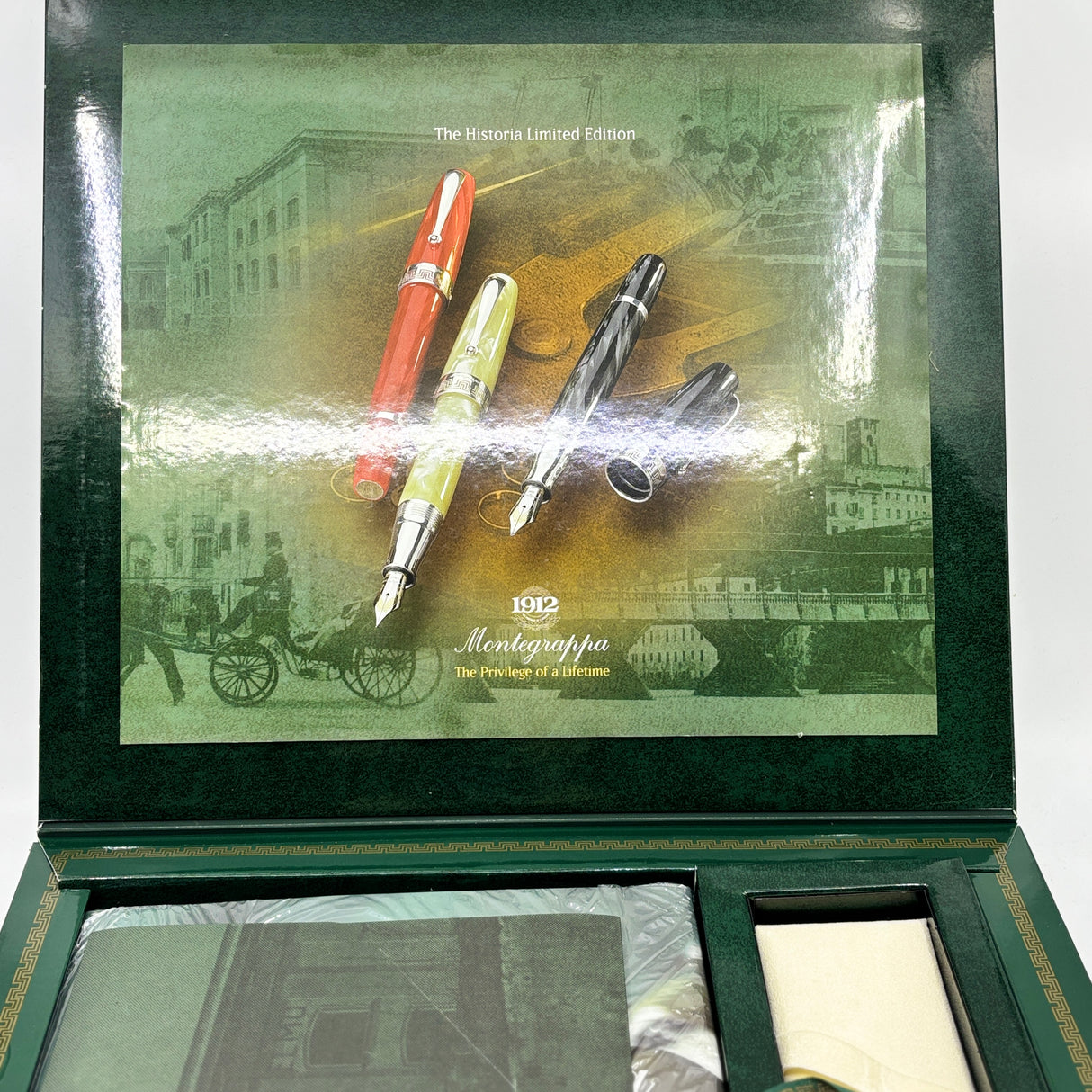 Montegrappa Historia Lustrous Red Marbled Celluloid Limited Edition Fountain Pen - Medium 18kt Gold  Nib