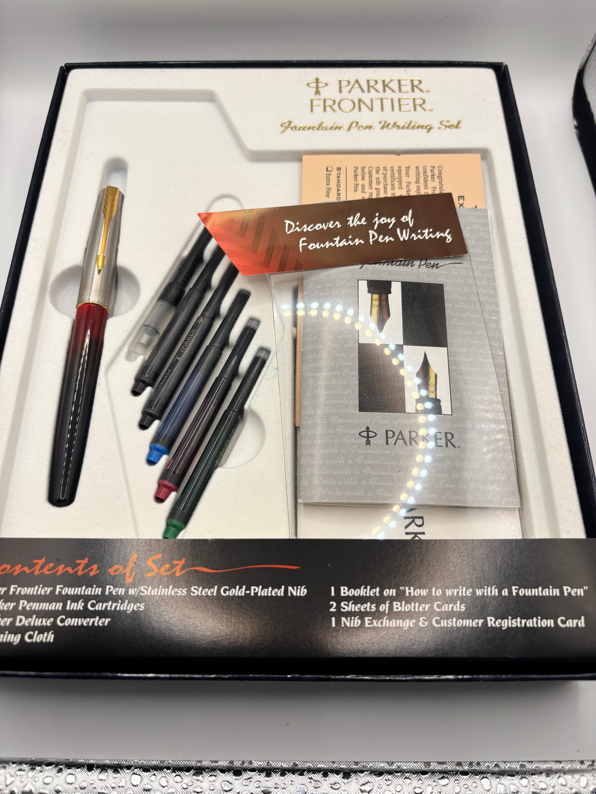 Parker Frontier writing set burgundy marble  - Fountain Pen