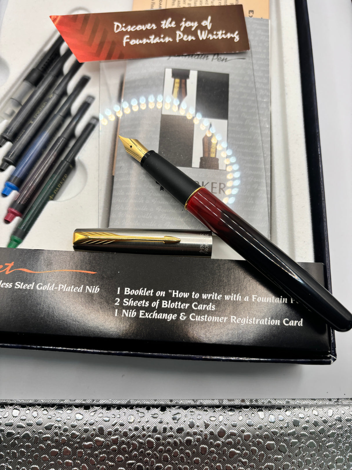Parker Frontier writing set burgundy marble  - Fountain Pen