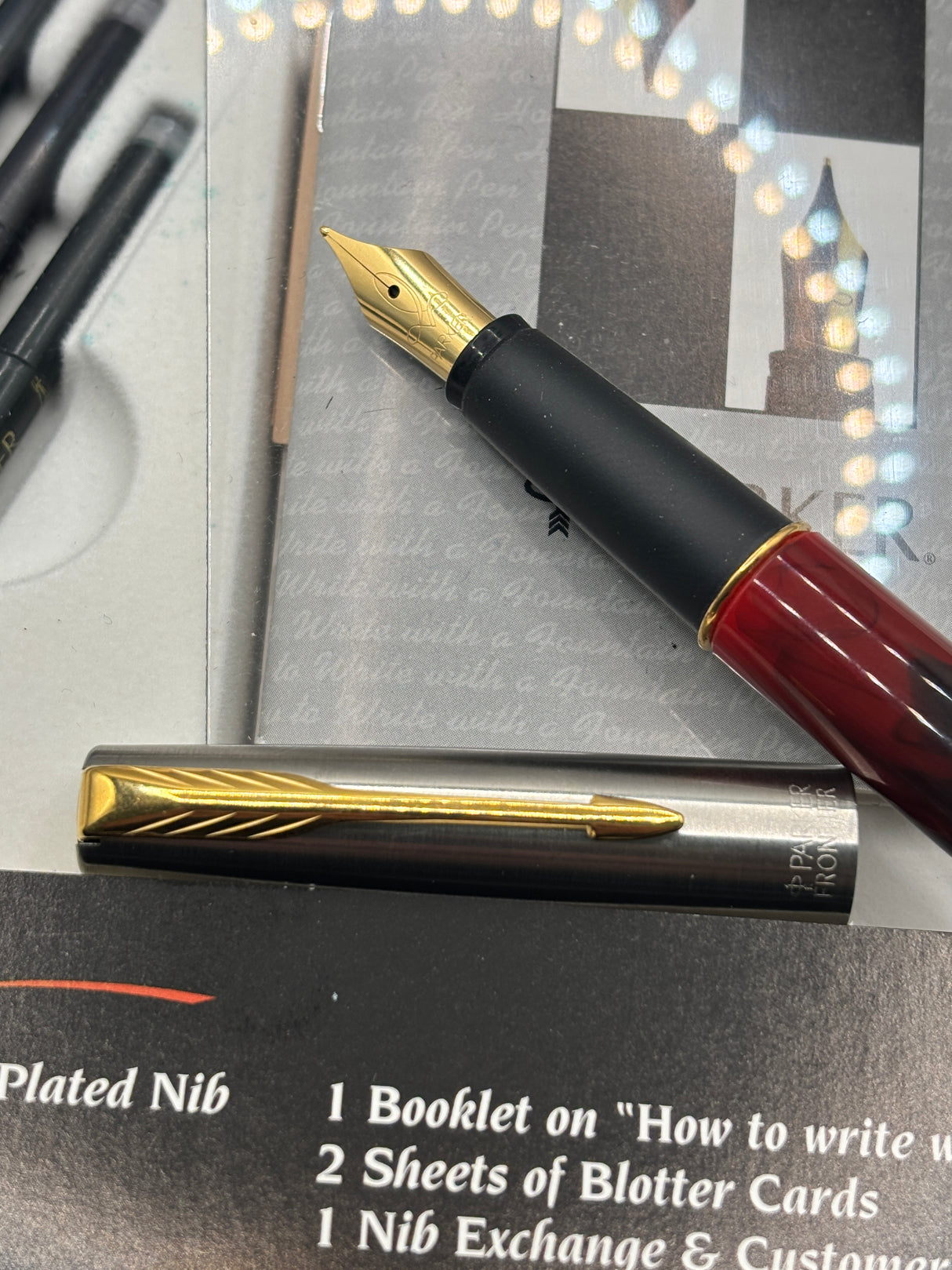 Parker Frontier writing set burgundy marble  - Fountain Pen