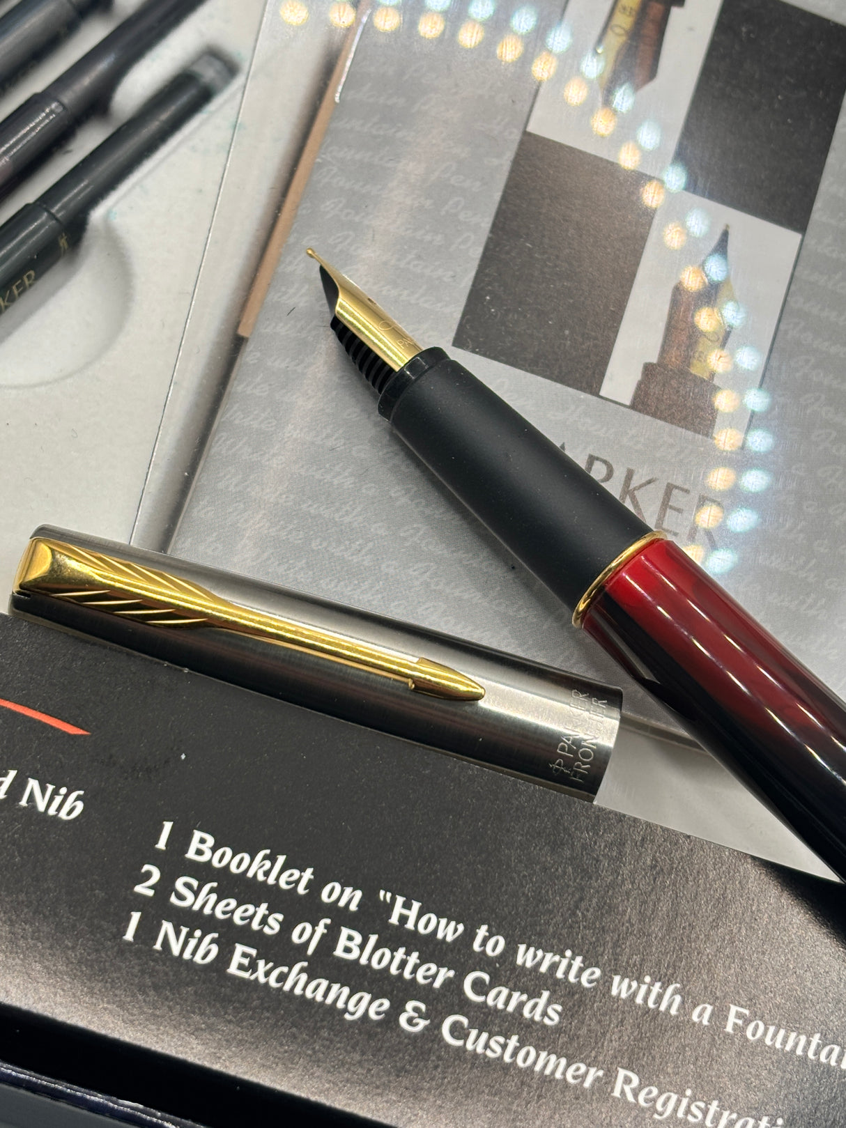 Parker Frontier writing set burgundy marble  - Fountain Pen
