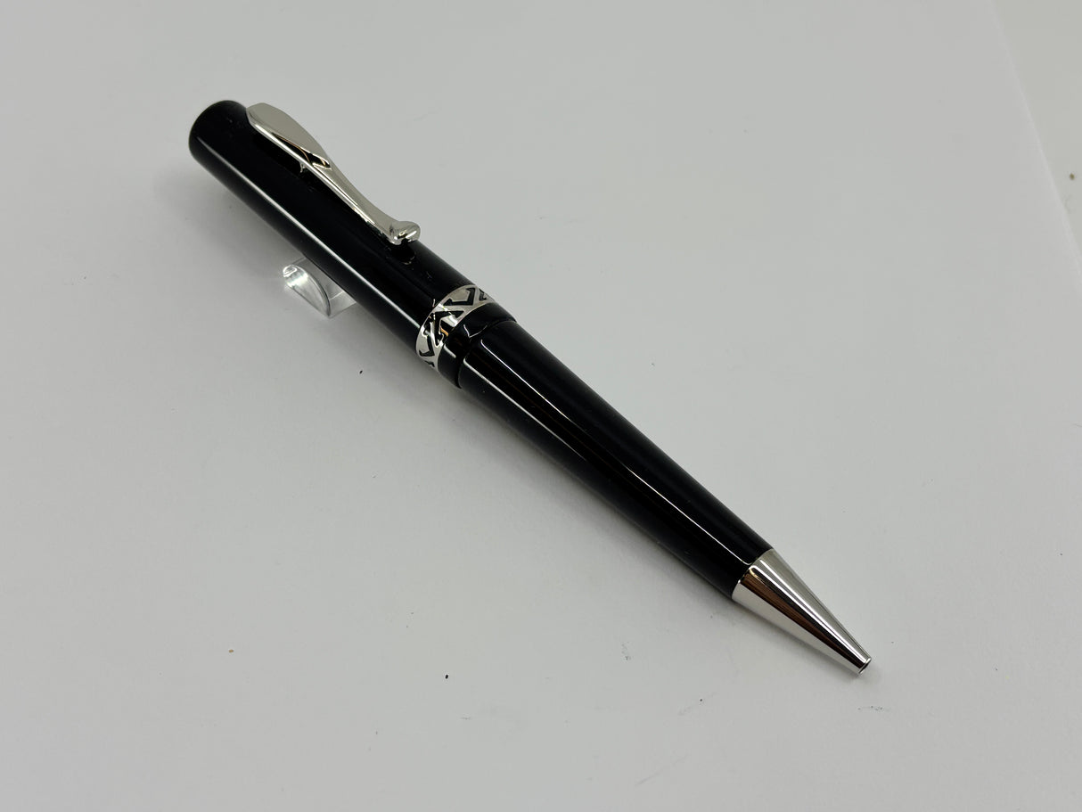 Visconti Glossy Black Resin Midnight Voyager Ballpoint  Pen - Sterling Silver Trim - Circa 2004
