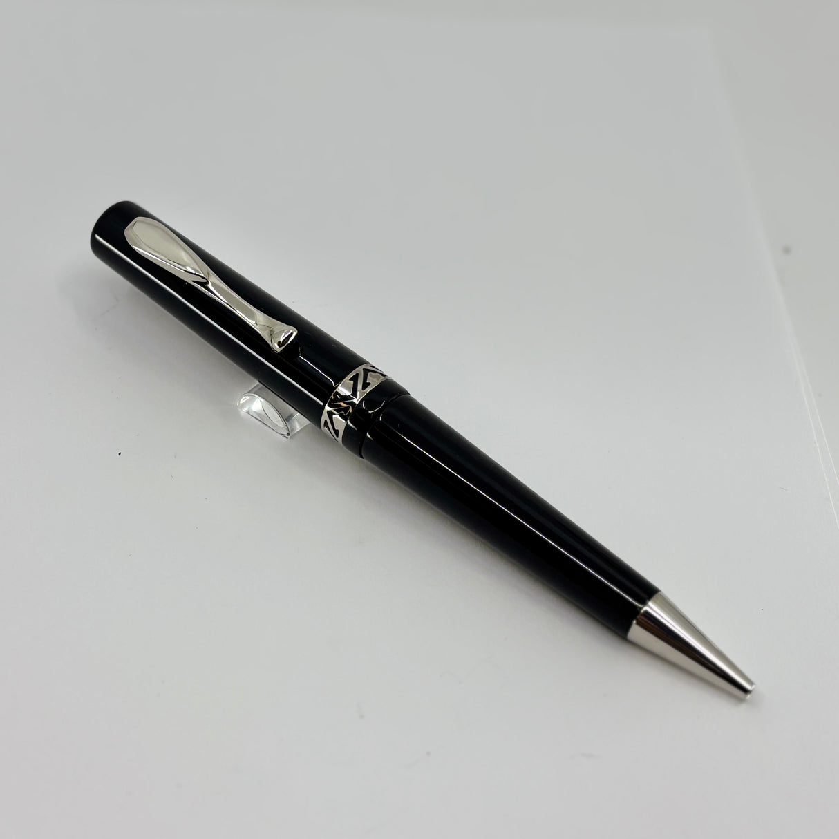 Visconti Glossy Black Resin Midnight Voyager Ballpoint  Pen - Sterling Silver Trim - Circa 2004
