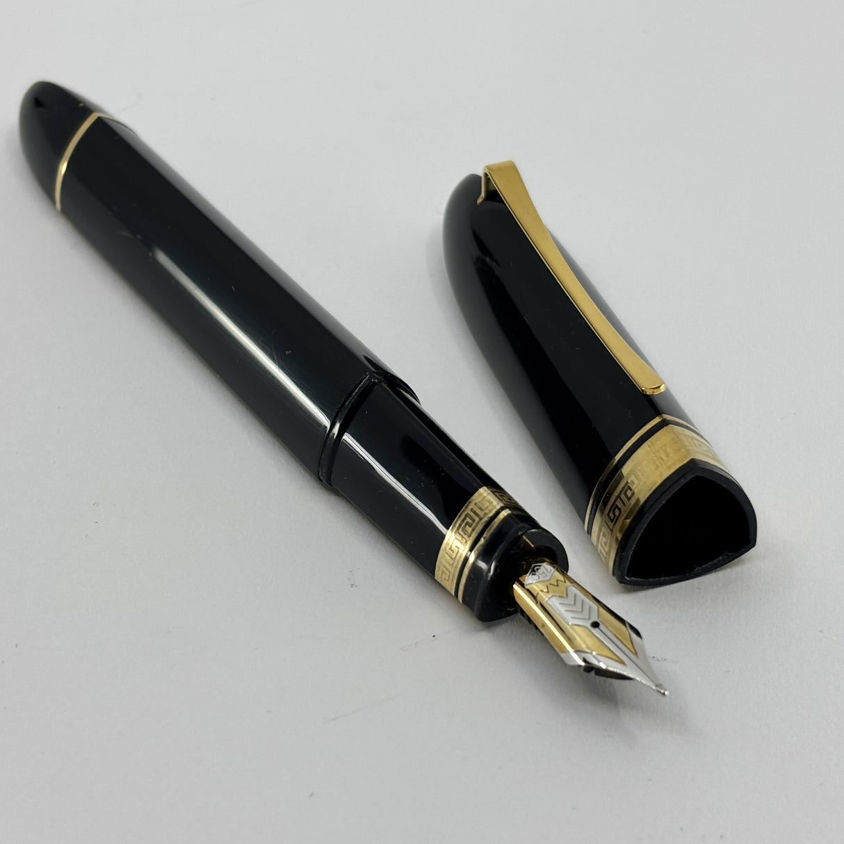 The ORIGINAL-LARGEST SIZE!!  OMAS Dark Blue/Black #360 Oversized Triangulated Fountain Pen - Medium 18kt Gold  Nib