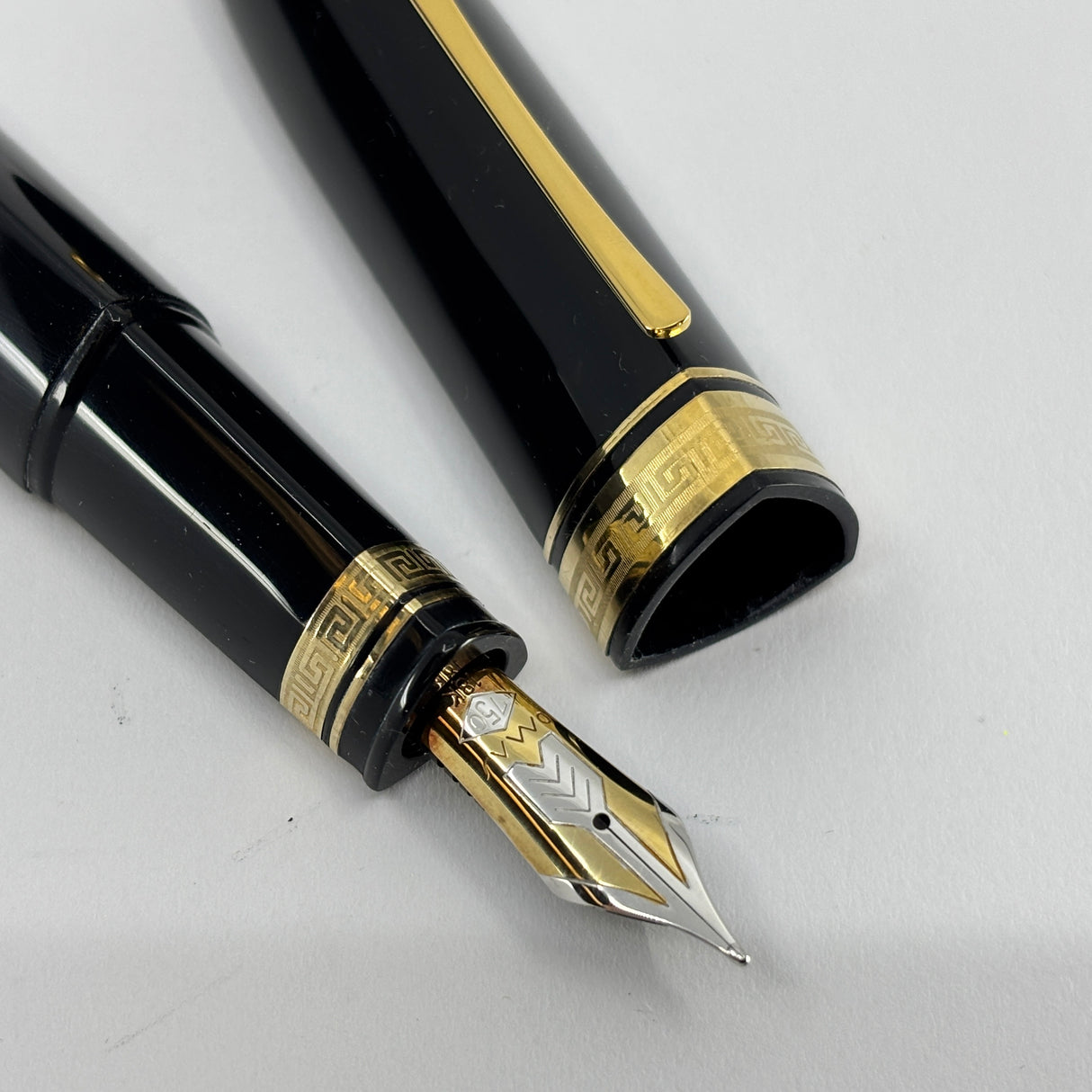 The ORIGINAL-LARGEST SIZE!!  OMAS Dark Blue/Black #360 Oversized Triangulated Fountain Pen - Medium 18kt Gold  Nib
