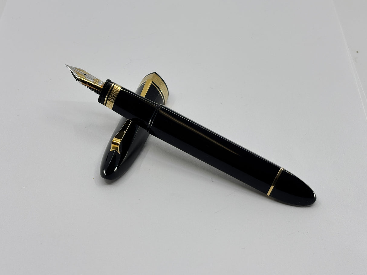 The ORIGINAL-LARGEST SIZE!!  OMAS Dark Blue/Black #360 Oversized Triangulated Fountain Pen - Medium 18kt Gold  Nib