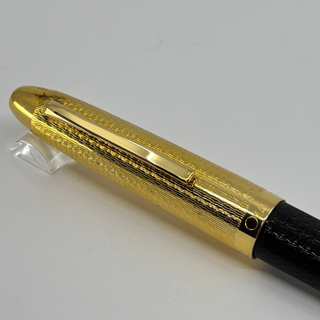 OMAS S2001 Ogiva Rollerball - Gold Vermeil Cap & Black Guilloched Vegetal Resin Barrel