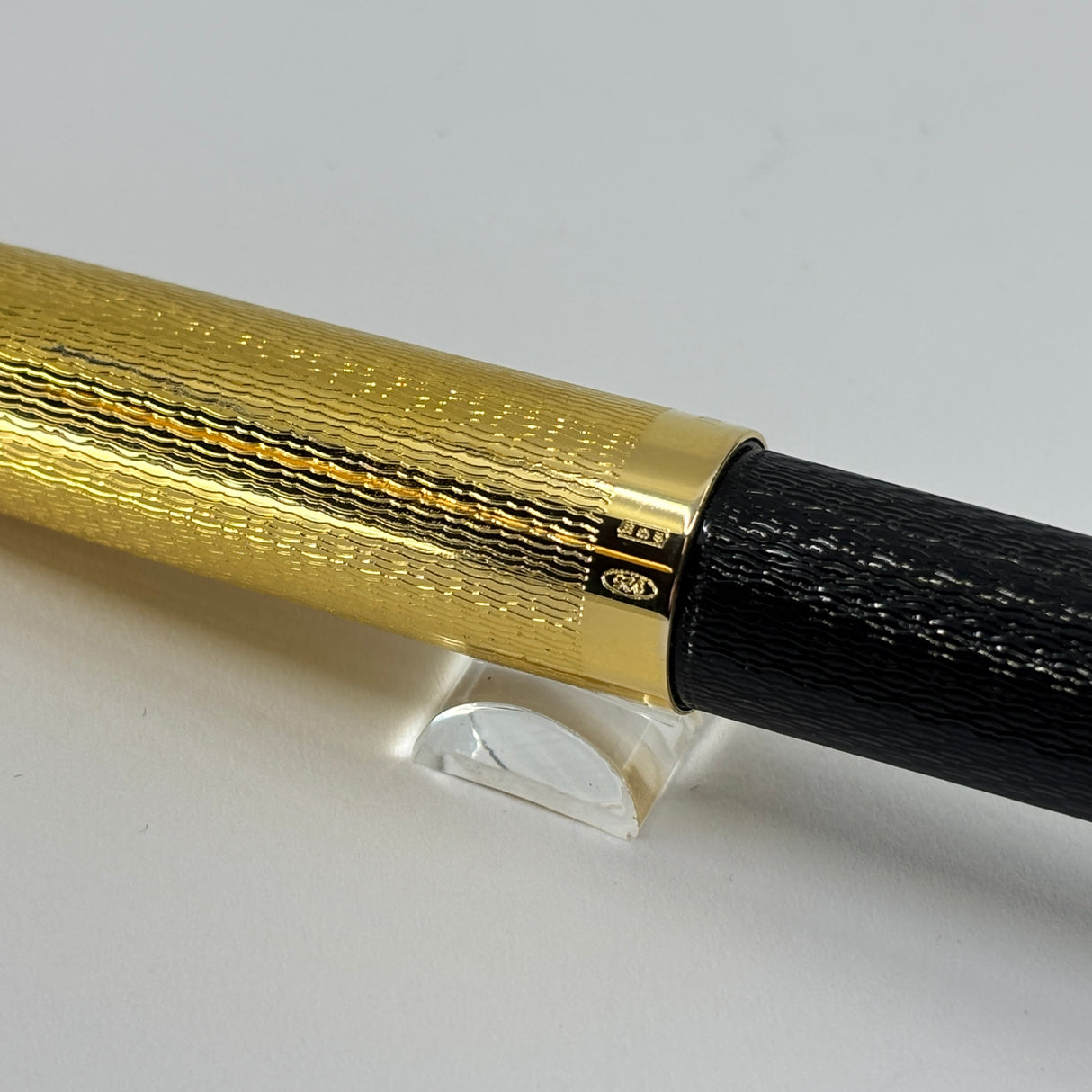 OMAS S2001 Ogiva Rollerball - Gold Vermeil Cap & Black Guilloched Vegetal Resin Barrel
