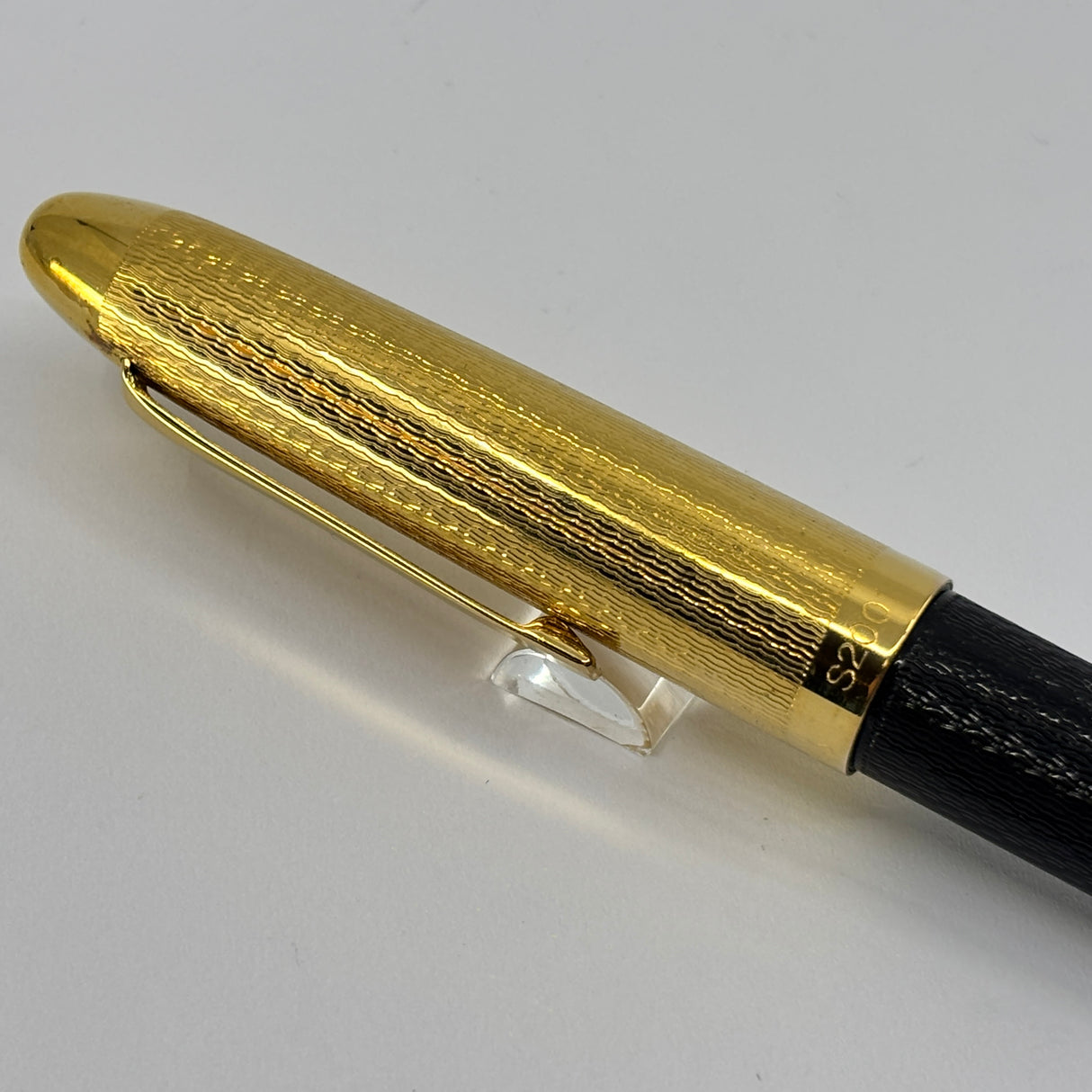 OMAS S2001 Ogiva Rollerball - Gold Vermeil Cap & Black Guilloched Vegetal Resin Barrel