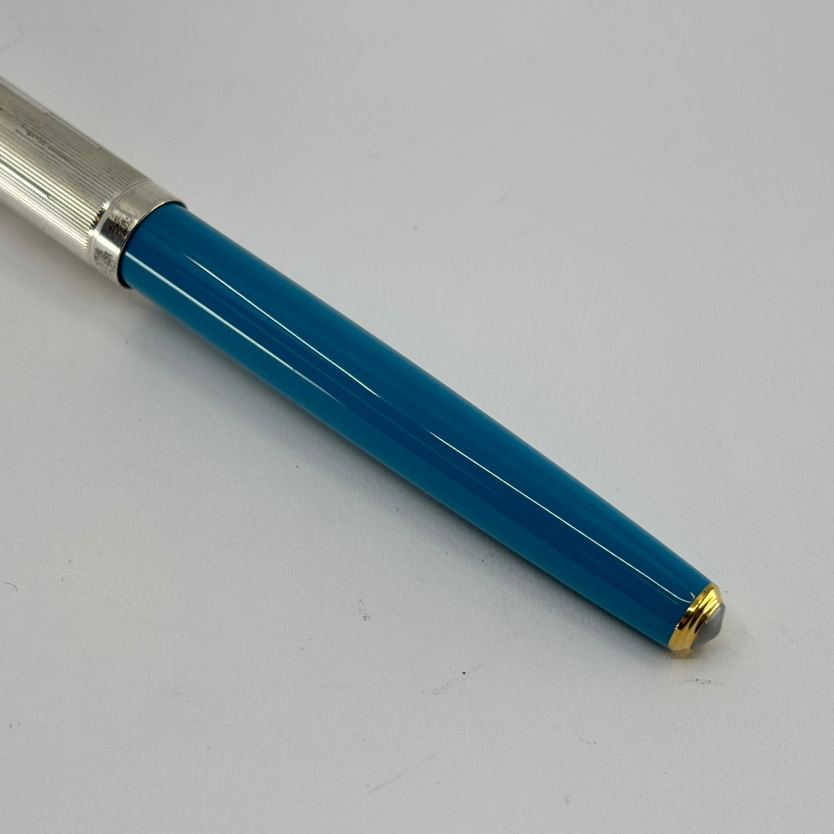 Parker 51 Special Edition Sterling Silver & Vista Blue Fountain Pen - Fine 18kt Gold  Nib