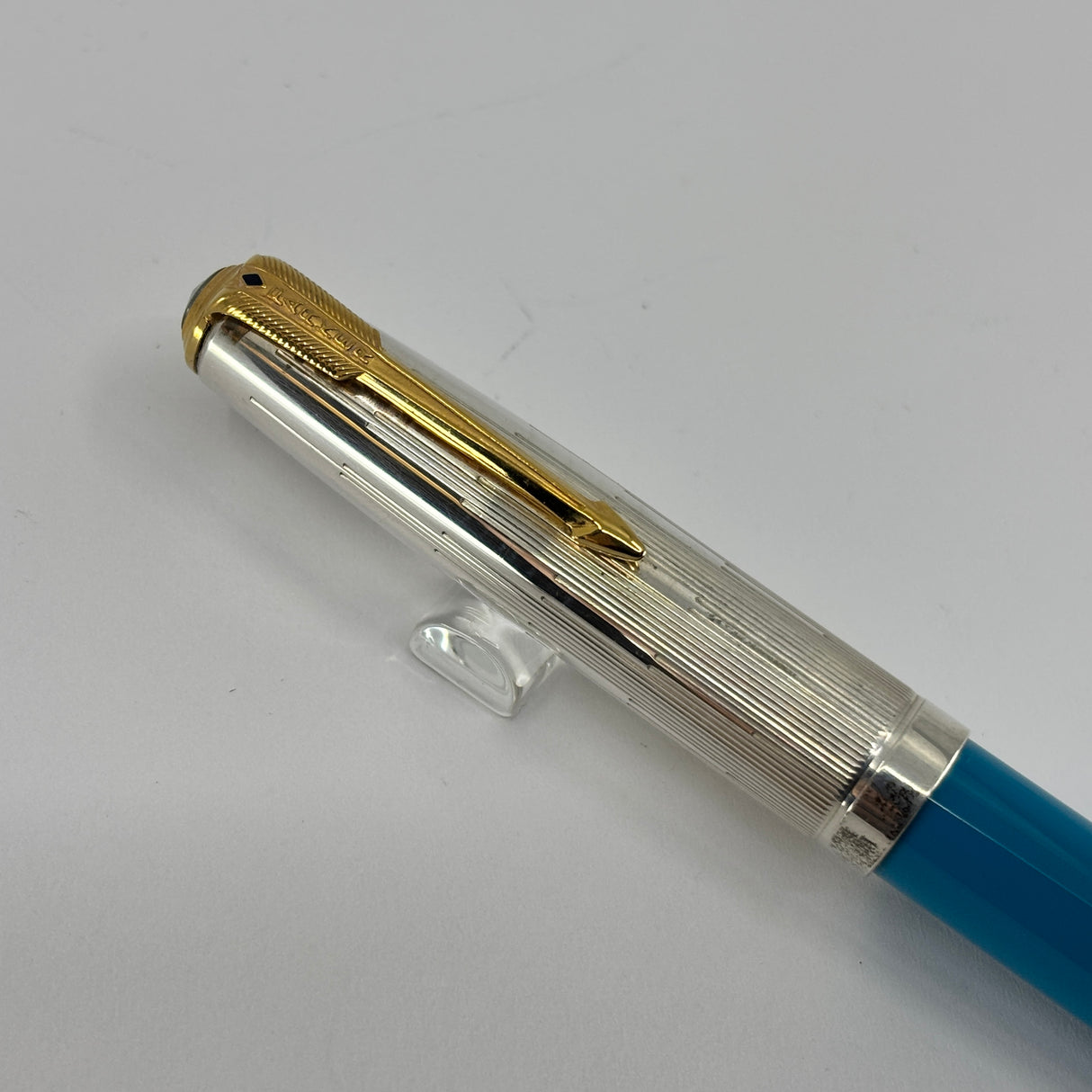 Parker 51 Special Edition Sterling Silver & Vista Blue Fountain Pen - Fine 18kt Gold  Nib