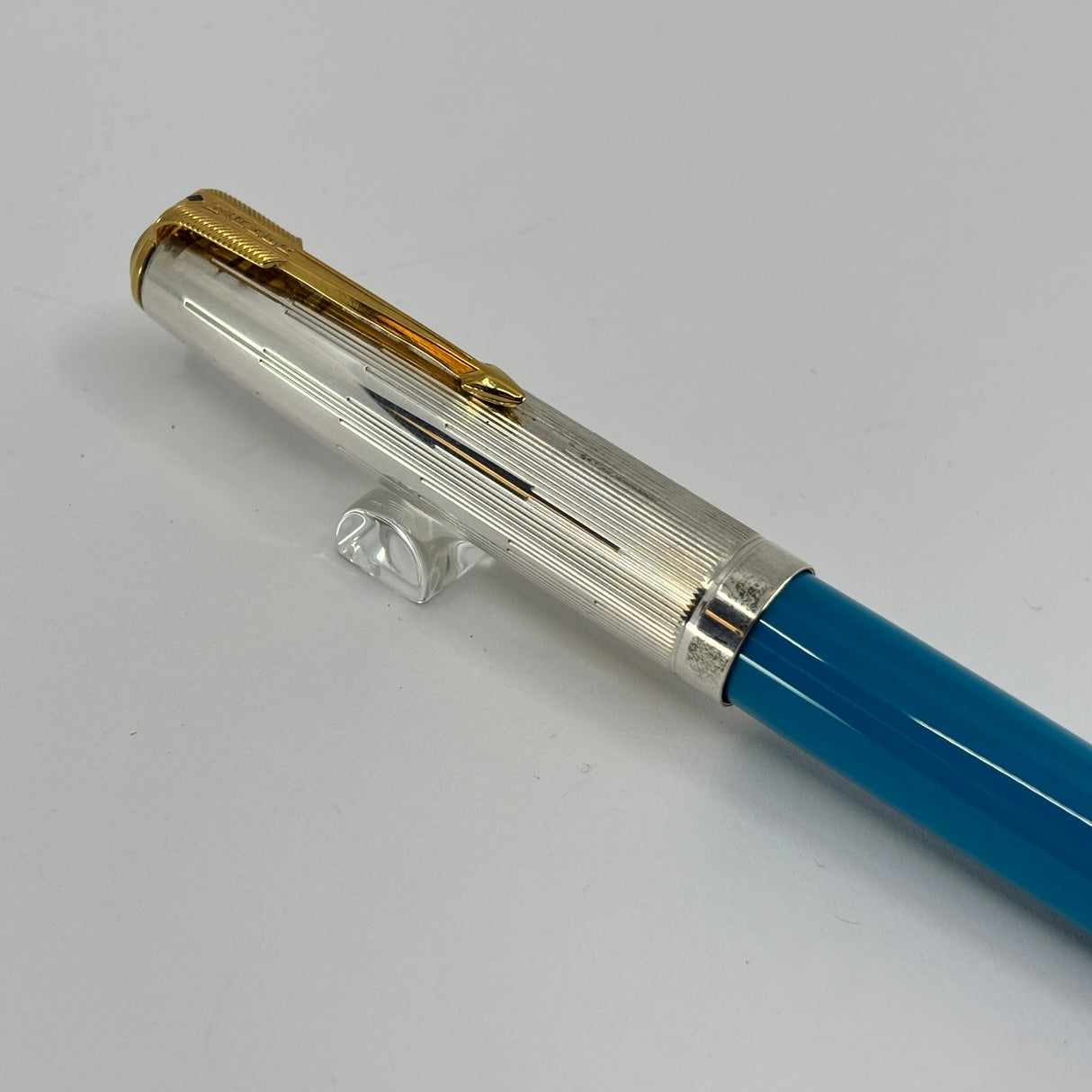 Parker 51 Special Edition Sterling Silver & Vista Blue Fountain Pen - Fine 18kt Gold  Nib