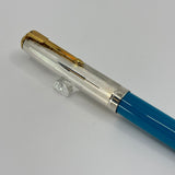 Parker 51 Special Edition Sterling Silver & Vista Blue Fountain Pen - Fine 18kt Gold  Nib