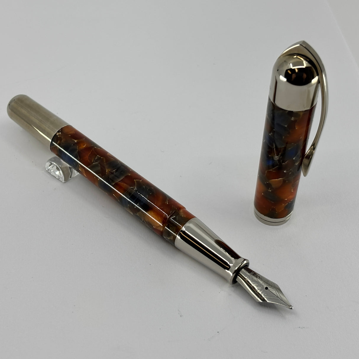 Visconti Pericles II Gray/Amber Marbled Fountain Pen - Medium Stainless Steel Nib