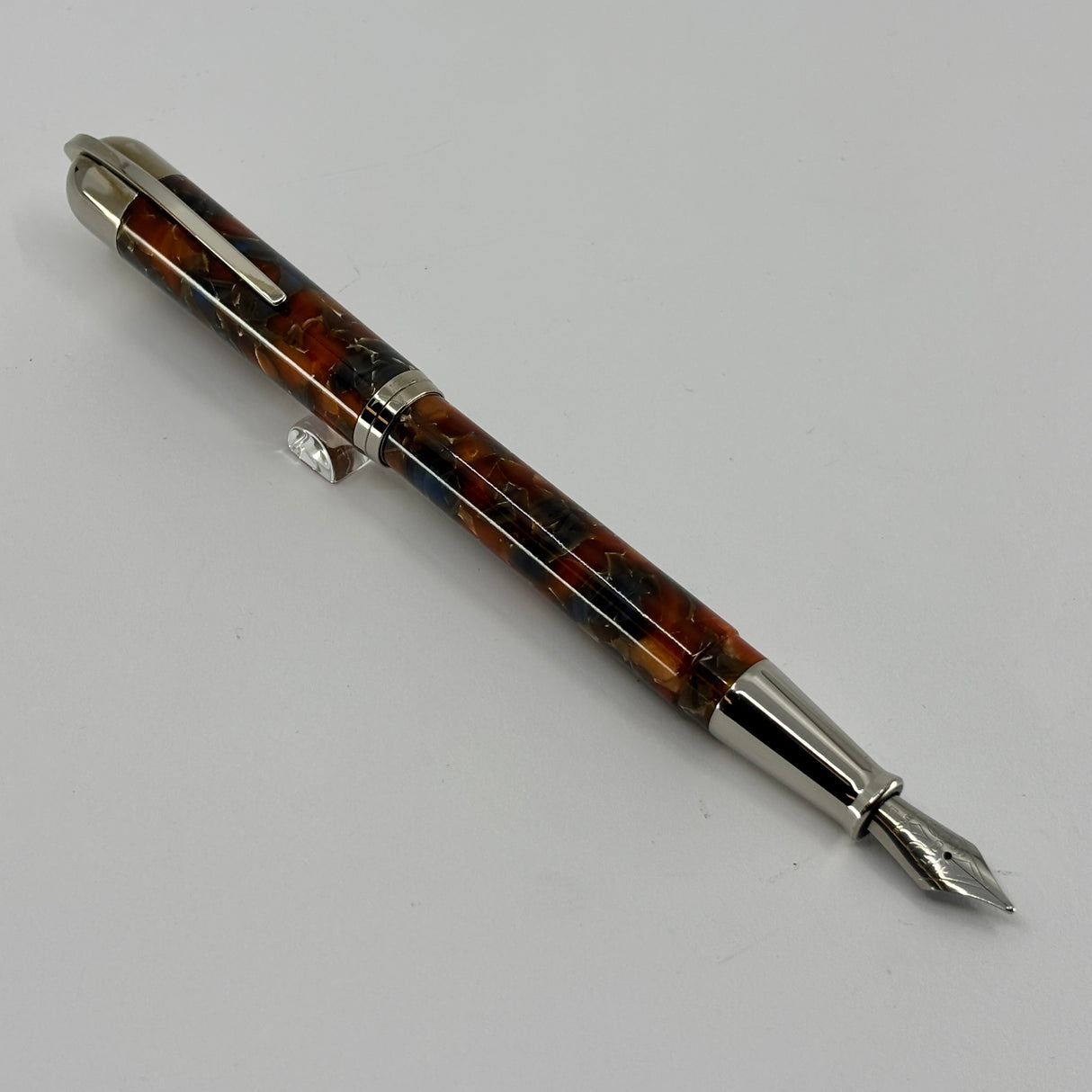 Visconti Pericles II Gray/Amber Marbled Fountain Pen - Medium Stainless Steel Nib