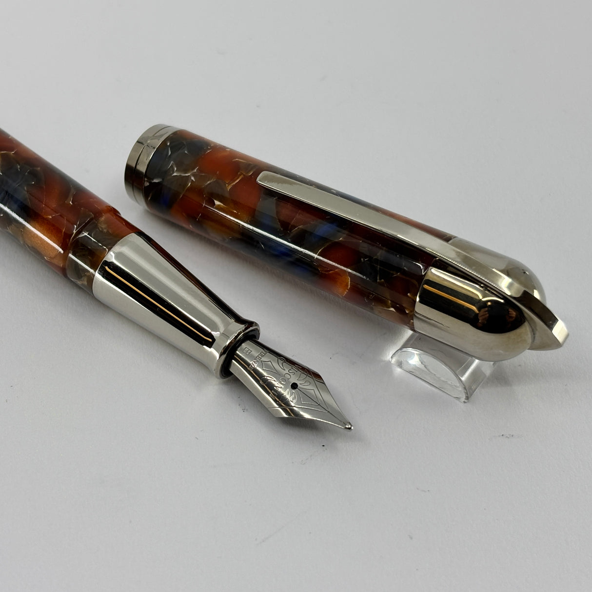 Visconti Pericles II Gray/Amber Marbled Fountain Pen - Medium Stainless Steel Nib