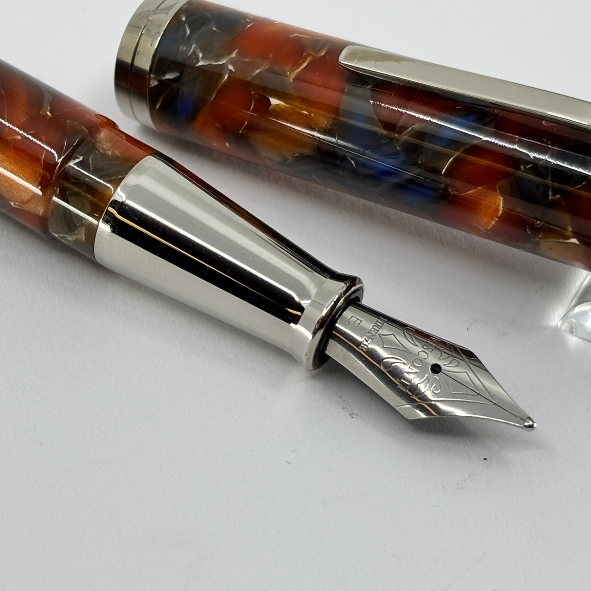 Visconti Pericles II Gray/Amber Marbled Fountain Pen - Medium Stainless Steel Nib