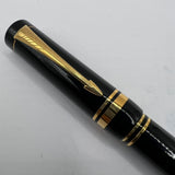 Parker Duofold International Black Fountain Pen - Medium 18kt Gold Nib