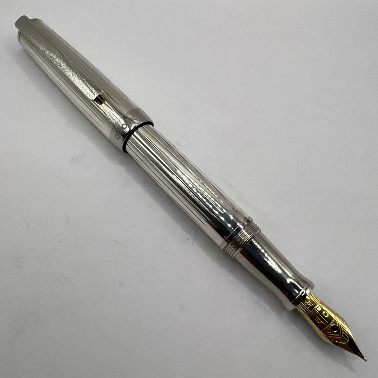 Otto Hutt 07 Design Sterling Silver Top-of-the-Line Fountain Pen   - Large Fine Semi-Flex 18kt Gold Nib